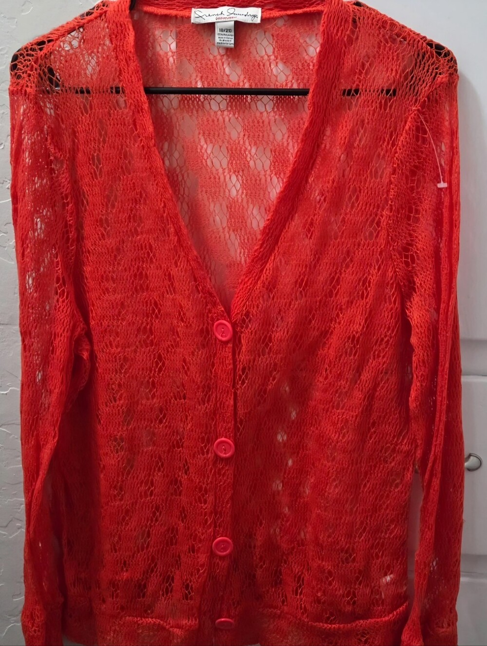 French Landing Open Weave Orange-Red Cardigan